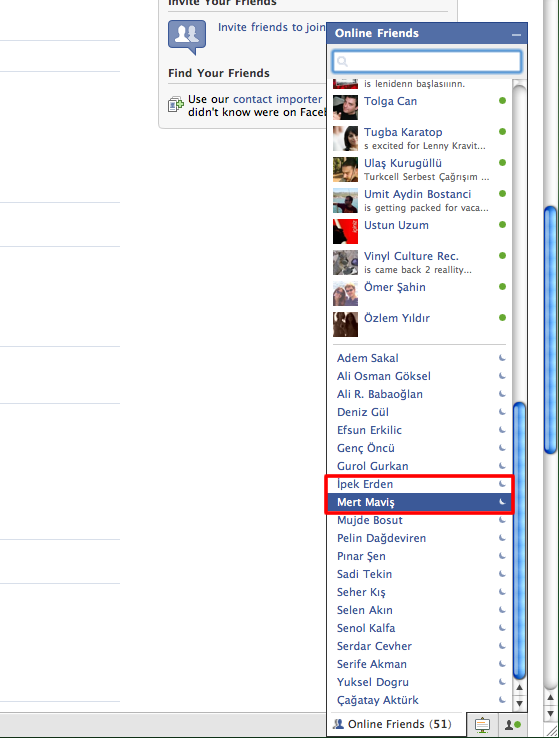 Facebook chat window, where mert and ipek are together